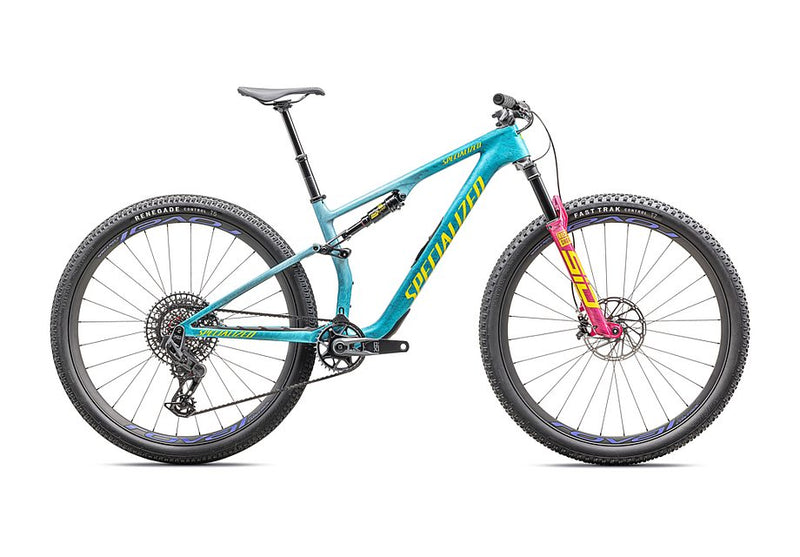 2025 SPECIALIZED EPIC 8 PRO BIKE - MEDIUM, GOSS LAGOON BLUE / LIQUID METAL / YELLOW