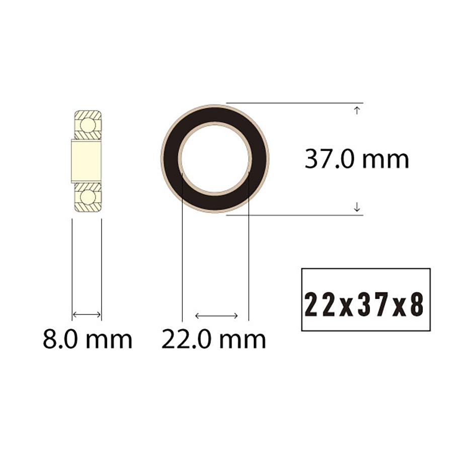 Wheels Manufacturing Sealed Bearings ABEC 3 Sealed Cartridge Bearing MR 22378 22x37x8mm Steel