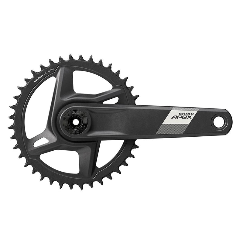 SRAM Apex D1 Crankset Speed: 12 Spindle: 28.99mm BCD: Direct Mount 42 DUB 165mm Black Road Disc