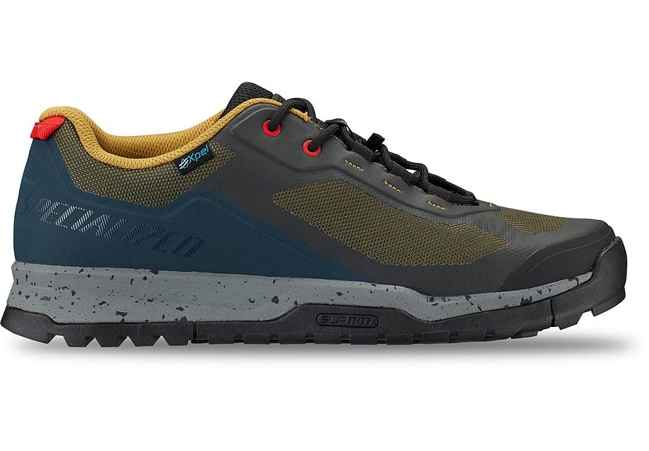 2023 SPECIALIZED RIME FLAT SHOE - 43, DARK MOSS/DEEP LAKE/HARVEST GOLD