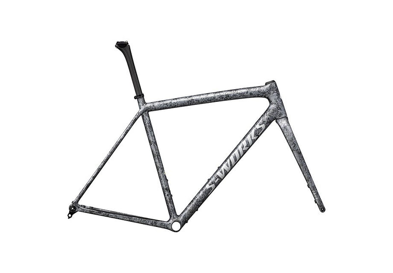 2025 SPECIALIZED CRUX S-WORKS FRAMESET - 49, SATIN CARBON/MULTI-COLOR BLURRED IMPASTO/GLOSS WHITE METALLIC SILVER