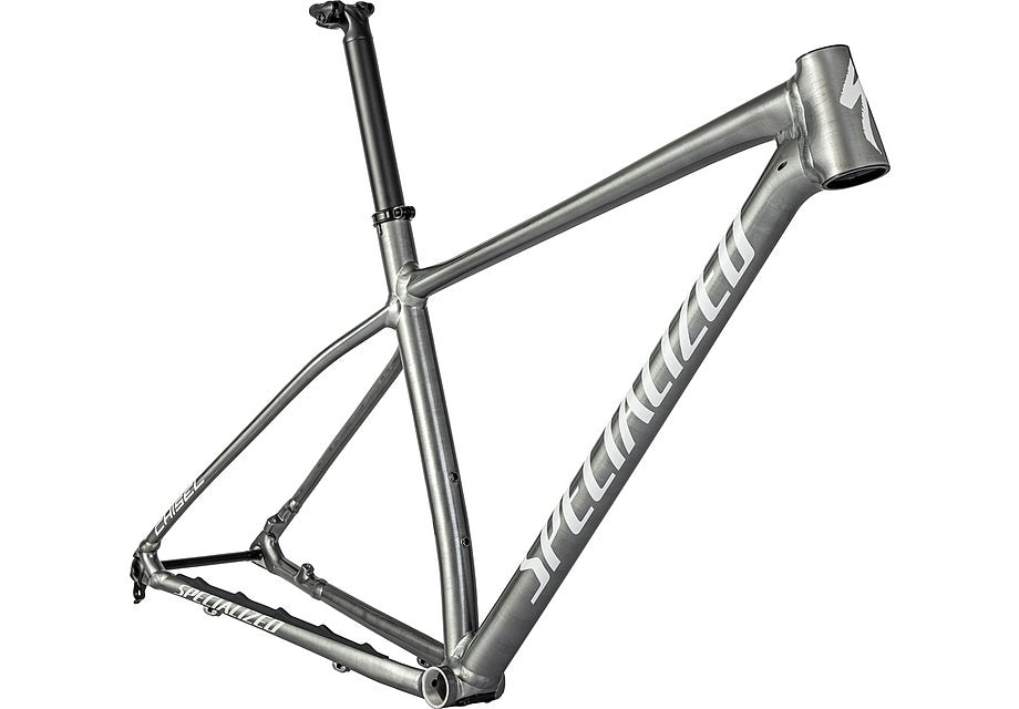 2024 SPECIALIZED CHISEL HT FRAME - LARGE, SATIN BRUSHED SMOKE LIQUID METAL / GLOSS METALLIC WHITE SILVER