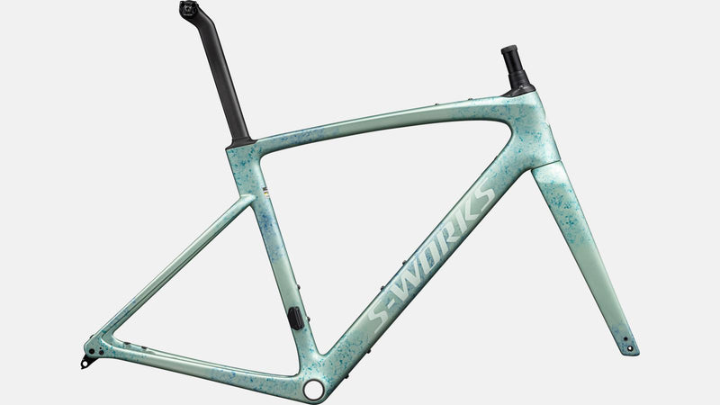 2024 Specialized S-Works Roubaix SL8 700c Carbon Road Frameset- 49cm, METALLIC WHITE SAGE/INK/WHITE SAGE