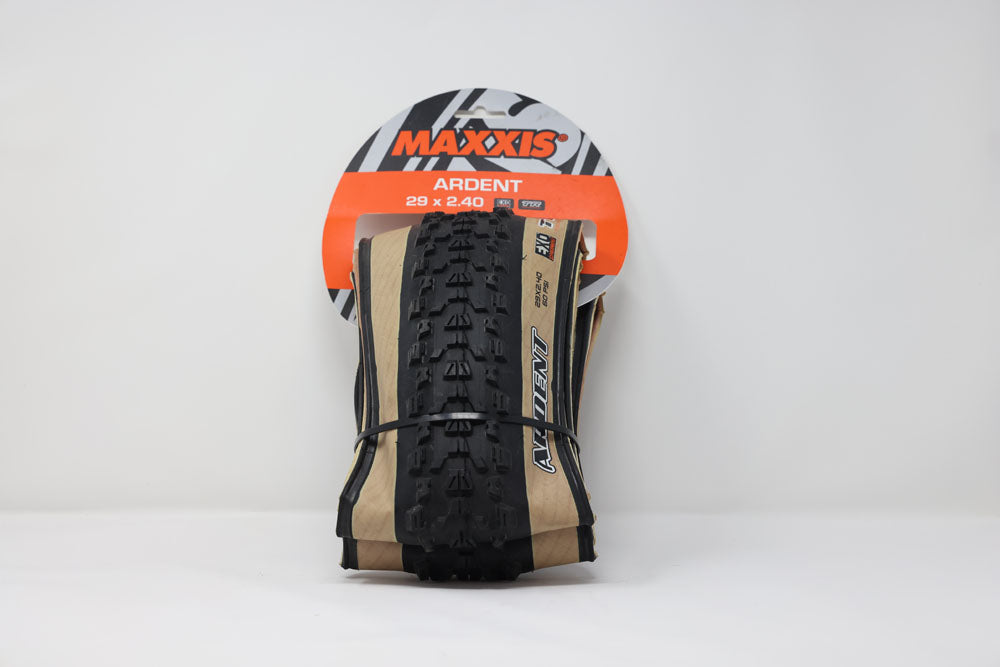 MAXXIS ARDENT TIRE: 29 X 2.40", FOLDING, 60TPI, DUAL COMPOUND, EXO, TUBELESS READY, SKINWALL - OPEN BOX, NEW