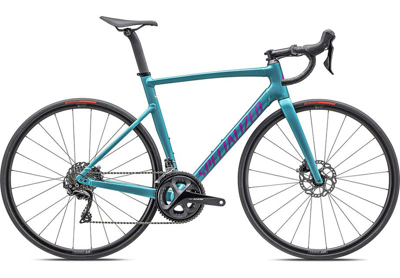 2023 SPECIALIZED ALLEZ SPRINT COMP BIKE - 49, SATIN LAGOON TINT OVER SILVER DUST/PURPLE ORCHID