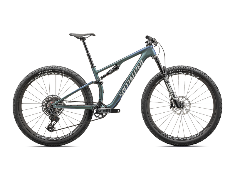 2024 Specialized EPIC 8 Pro Mountain Bike - Small, Satin Carbon/Metallic Sapphire/Metallic White Silver