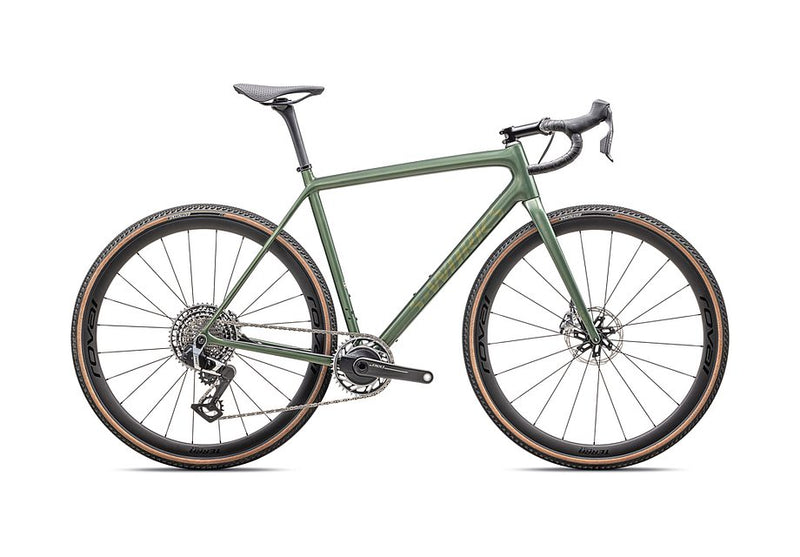 2025 SPECIALIZED CRUX S-WORKS BIKE - 49, GLOSS CYPRESS METALLIC / VIAVI GOLD TO SILVER PEARL