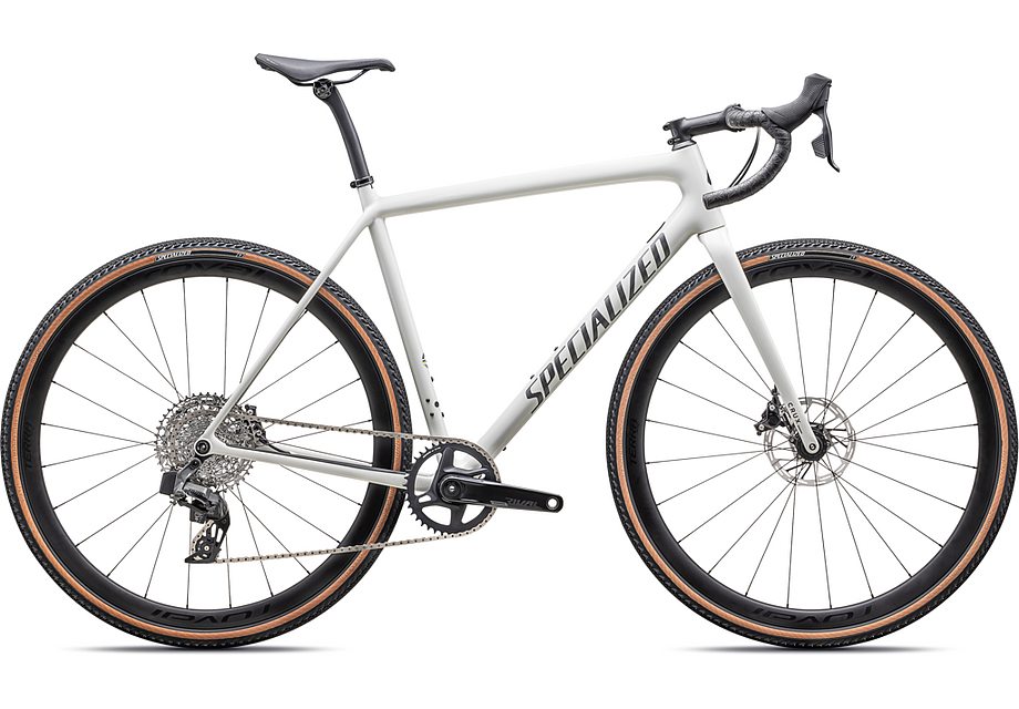 2025 SPECIALIZED CRUX EXPERT BIKE - 49, GLOSS DUNE WHITE/SMOKE LIQUID METAL