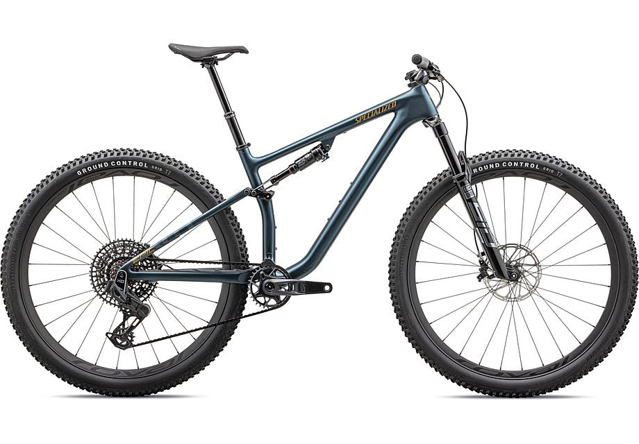 2023 Specialized Epic Evo Pro LTD 29" Carbon Mountain Bike - X-Large, Satin Metallic Deep Lake / Harvest Gold Metallic