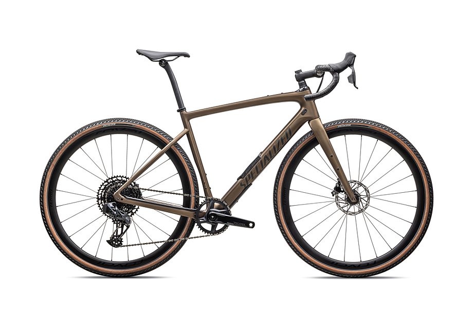 2025 SPECIALIZED DIVERGE EXPERT CARBON GRAVEL BIKE - Satin Burnt Gold Metallic / Black Liquid Metal, 61CM