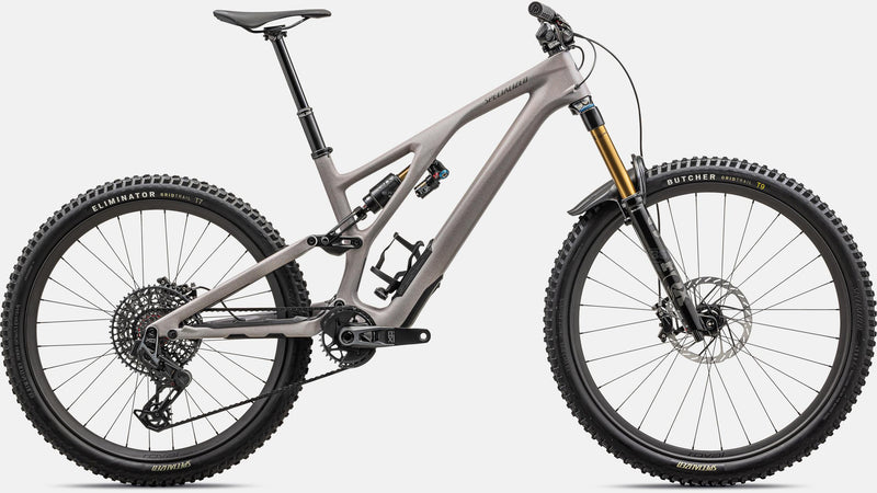 2024 Specialized Stumpjumper Evo Pro 29" Carbon Mountain Bike - S1, SATIN DUNE WHITE / DOVE GREY / COOL GREY / AMBER GLOW / SMOKE