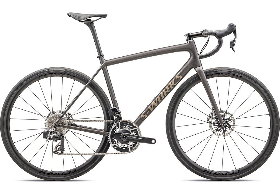 2025 SPECIALIZED AETHOS S-WORKS ETAP BIKE - 61, SATIN DOPPIO / GUNMETAL DRY BRUSHED / GOLD PEARL