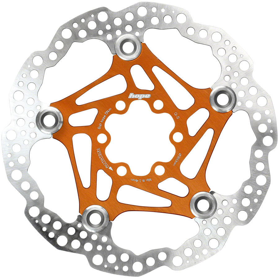 Hope Floating Disc Brake Rotor - 160mm 6-Bolt Orange