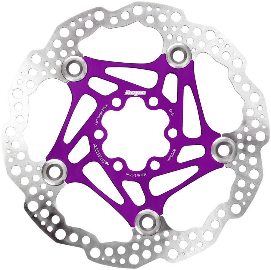 Hope Floating Disc Brake Rotor - 160mm 6-Bolt Purple