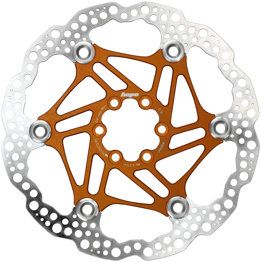 Hope Floating Disc Brake Rotor - 180mm 6-Bolt Orange