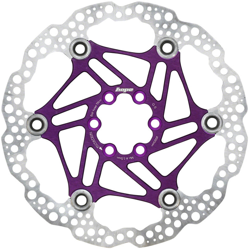 Hope Floating Disc Brake Rotor - 180mm 6-Bolt Purple