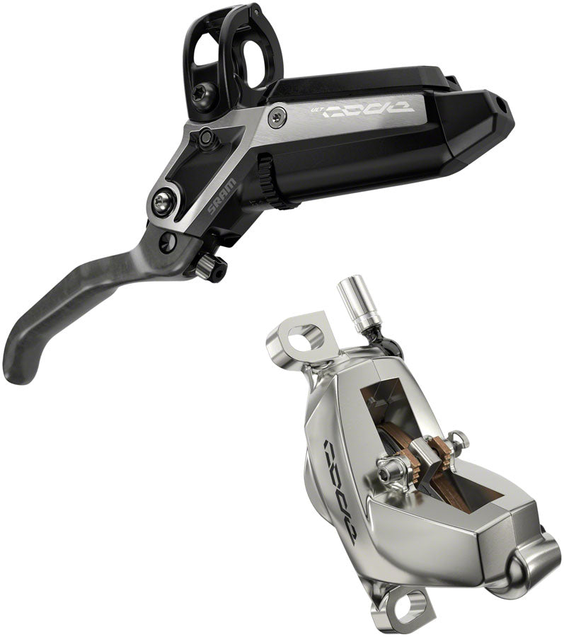 SRAM Code Ultimate Stealth Disc Brake and Lever - Rear, Post Mount, 4-Piston, Carbon Lever, Titanium Hardware, Black/Silver, C1 - Open Box, New