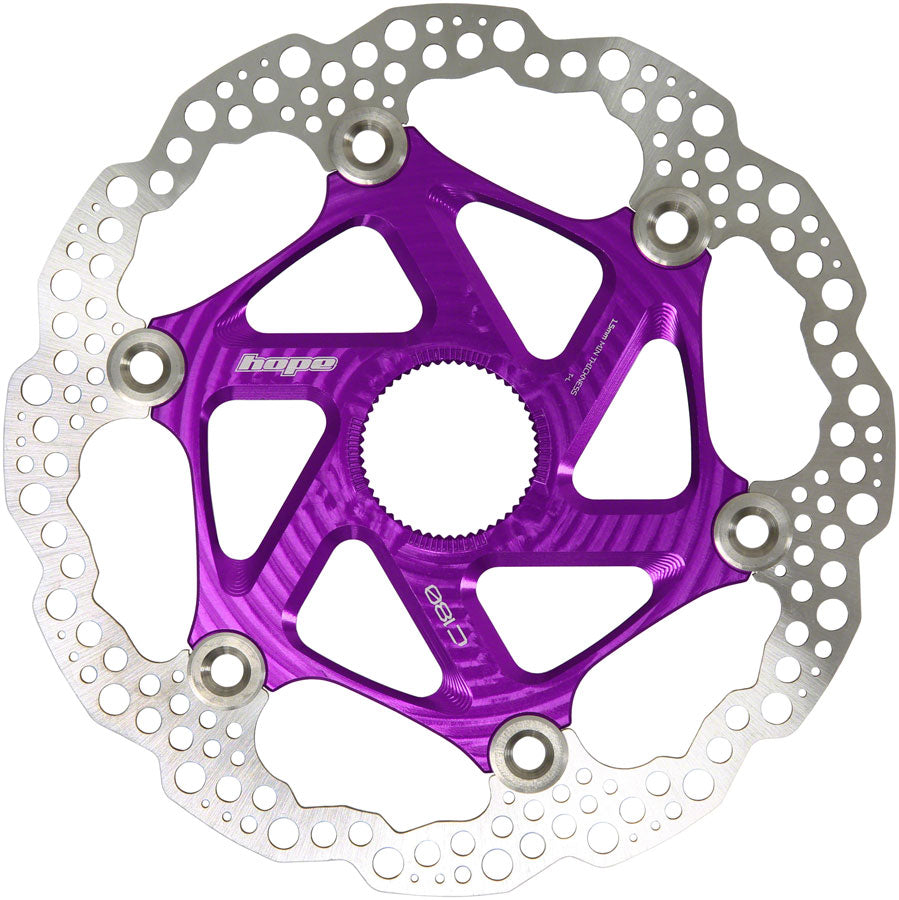 Hope MTB Floating Centre-Lock Disc Brake Rotor - 180mm Center-Lock Purple