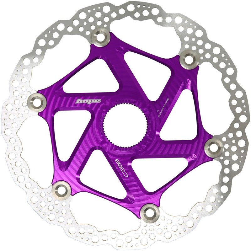 Hope MTB Floating Centre-Lock Disc Brake Rotor - 200mm Center-Lock Purple