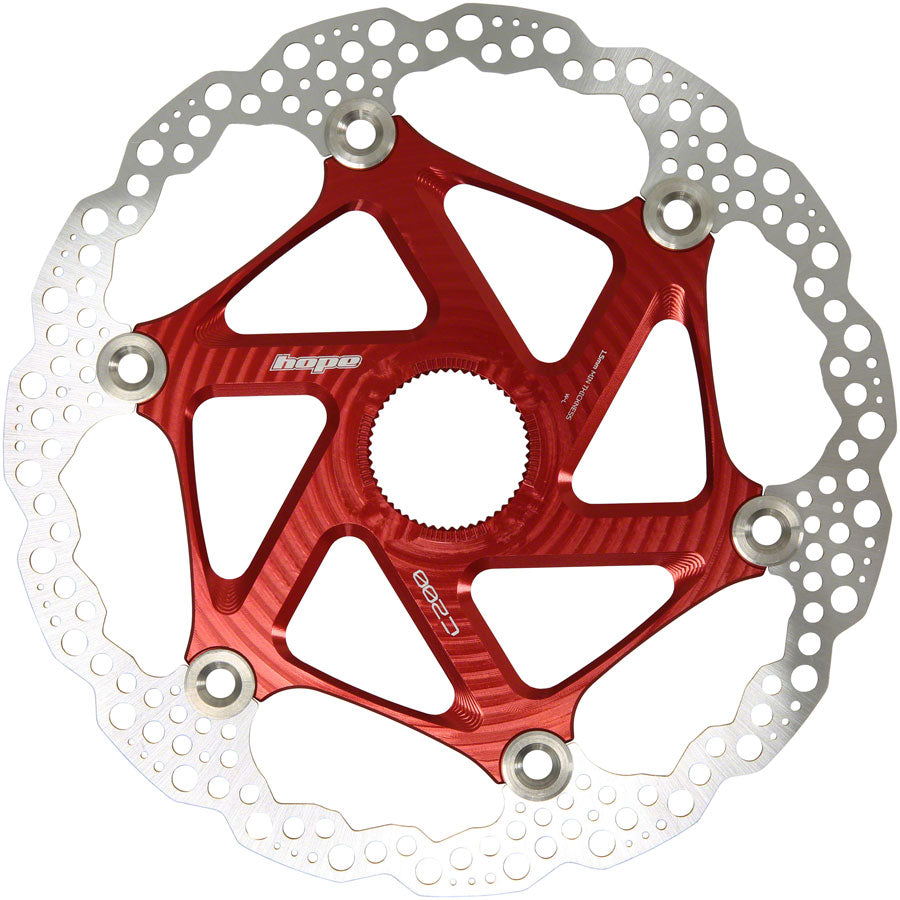 Hope MTB Floating Centre-Lock Disc Brake Rotor - 200mm Center-Lock Red