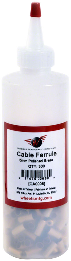 Wheels Manufacturing Cable Housing Ferrule - Brass 5mm Bottle of 300