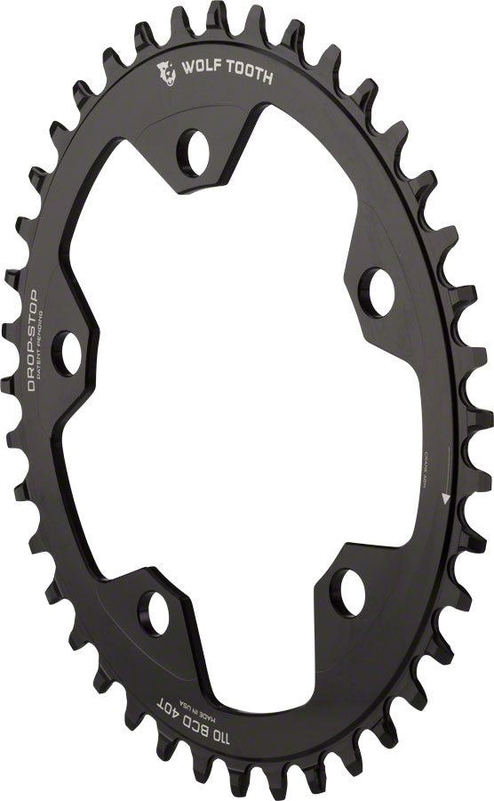 Wolf Tooth Elliptical 110 BCD Chainring - 40t 110 BCD 5-Bolt Drop-Stop Black