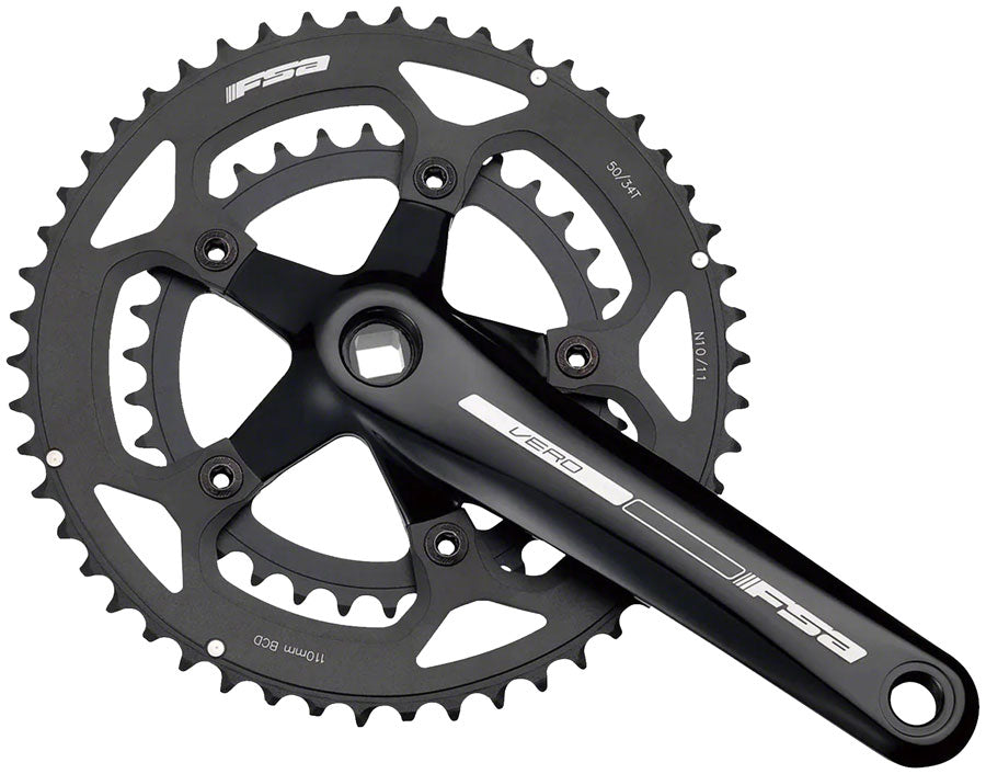 Full Speed Ahead Vero Compact Crankset - 172.5mm 9-Speed 50/34t 110 BCD Square Taper JIS Spindle Interface BLK