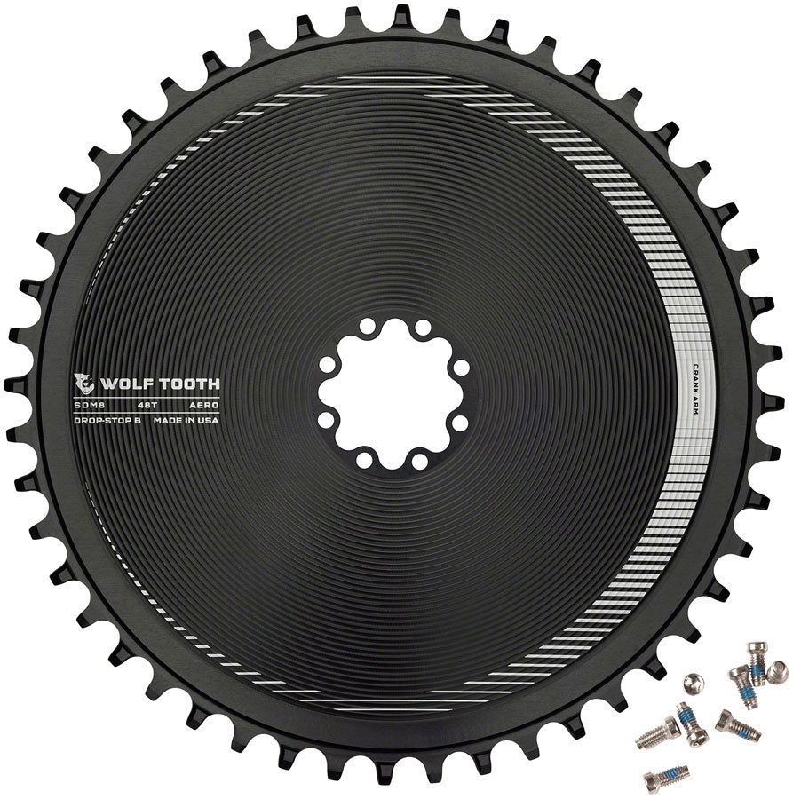 Wolf Tooth Aero Direct Mount Chainring - 48t Direct Mount SRAM 8-Bolt Drop-Stop B BLK