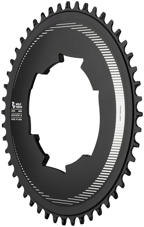 Wolf Tooth Aero 107 BCD Chainring - 46t Optimized SRAM Eagle Flaptop Chains Drop-Stop B BLK