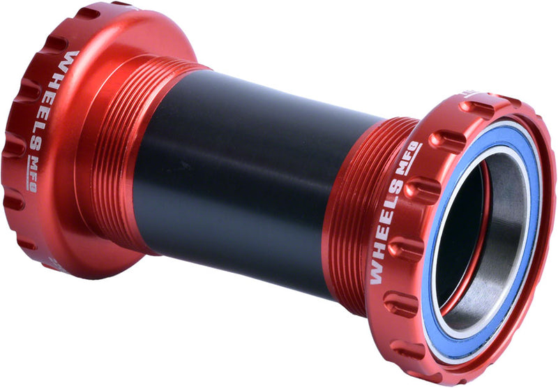 Wheels Manufacturing BSA 30 Bottom Bracket - English BSA Frame Interface ABEC-3 Bearings For 30mm Spindle Red