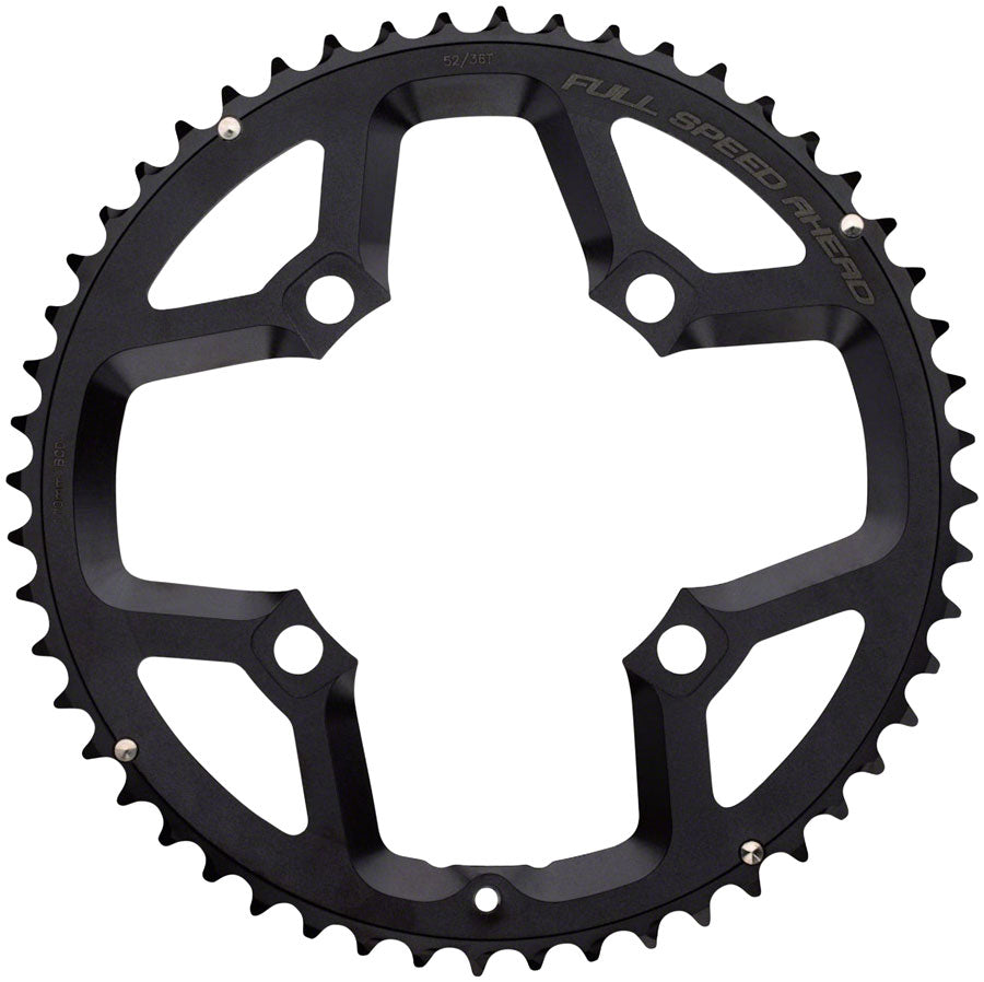 Full Speed Ahead Super ABS Road Chainring - 53t 110 BCD 4-Bolt Aluminum N10/N11 BLK