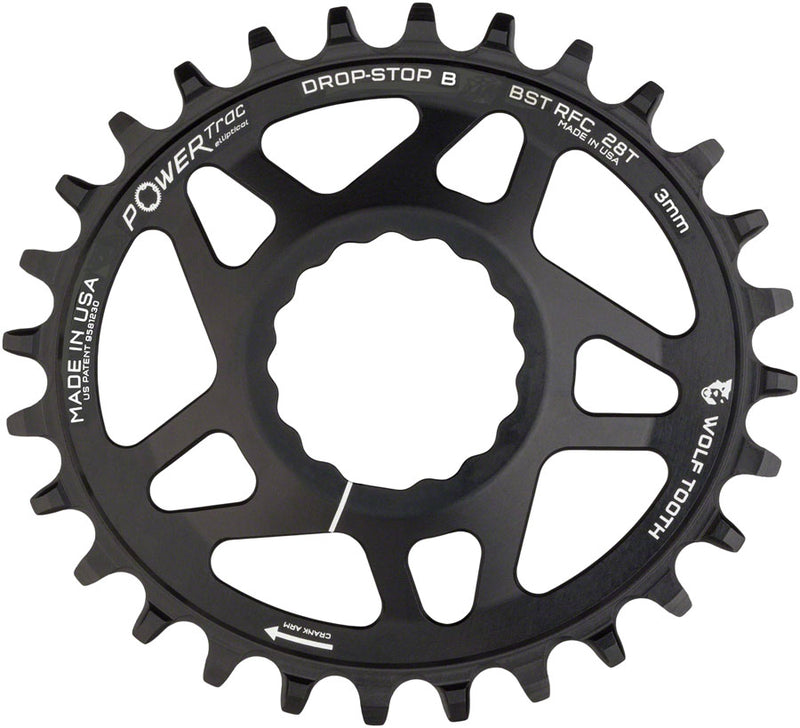 Wolf Tooth Elliptical Direct Mount Chainring - 28t RaceFace/Easton CINCH Direct Mount Drop-Stop B For Boost Cranks 3mm Offset BLK