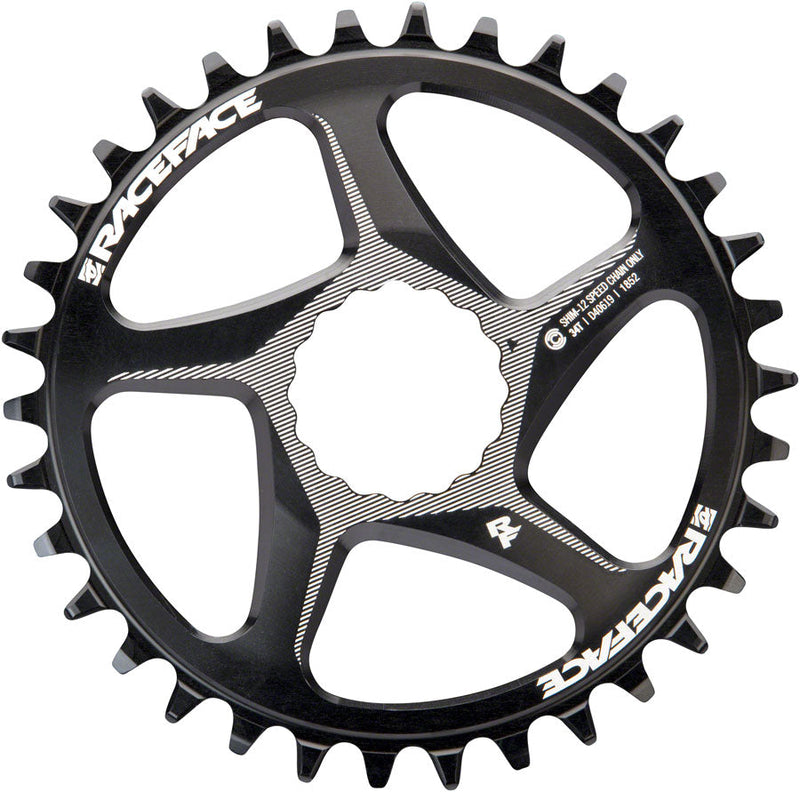 RaceFace Narrow Wide Direct Mount CINCH Aluminum Chainring - for Shimano 12-Speed, requires Hyperglide+ compatible chain, 34t, Black - Open Box, New