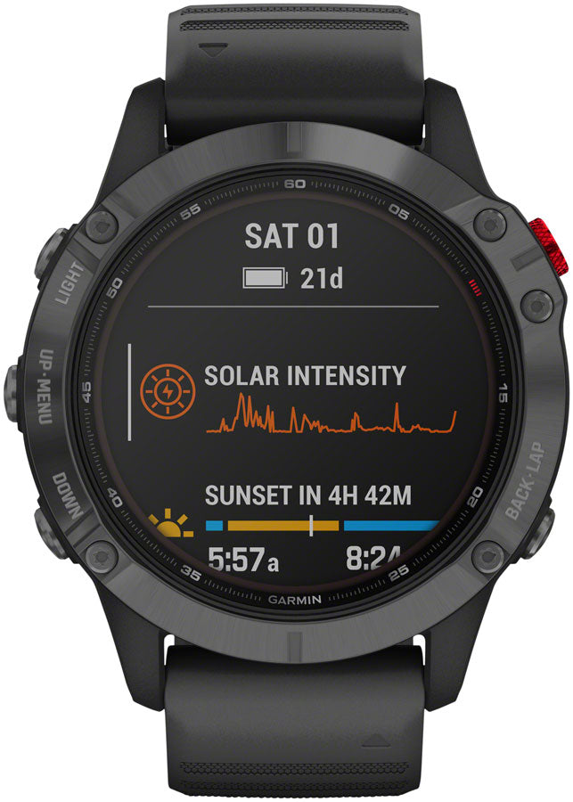 Garmin Fenix 6 Pro Solar GPS Watch - Slate Gray with Black band