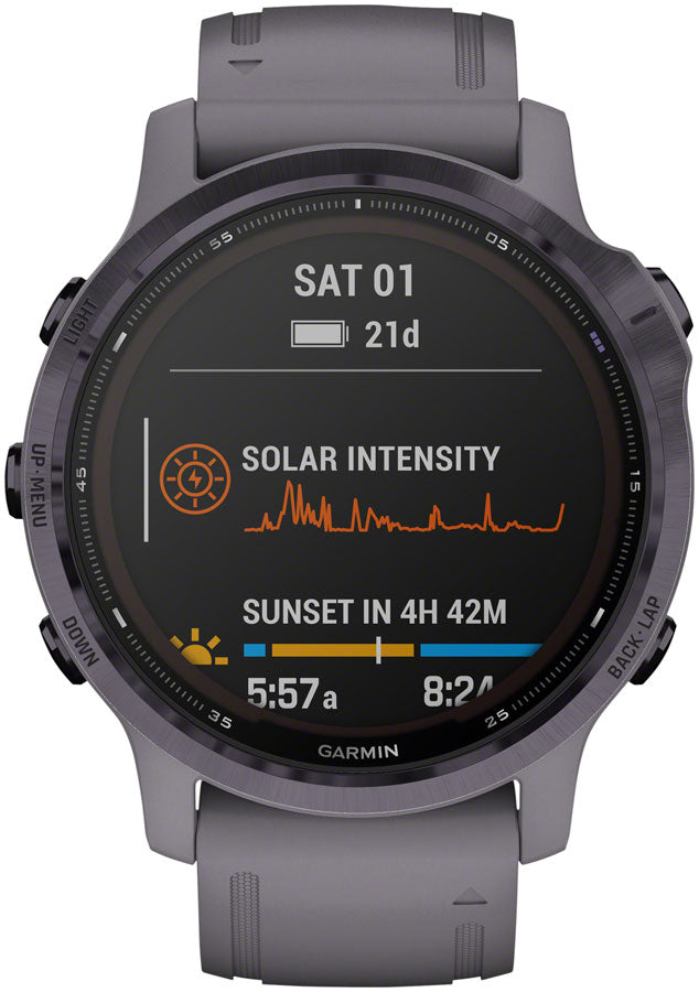 Garmin Fenix 6S Pro Solar GPS Watch - Women of Adventure Amethyst w/ Gray Band