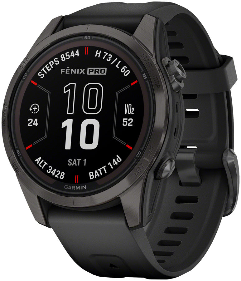 Garmin fenix 7S Pro Sapphire Solar Smartwatch - 42mm Carbon Gray DLC Titanium Case BLK Band