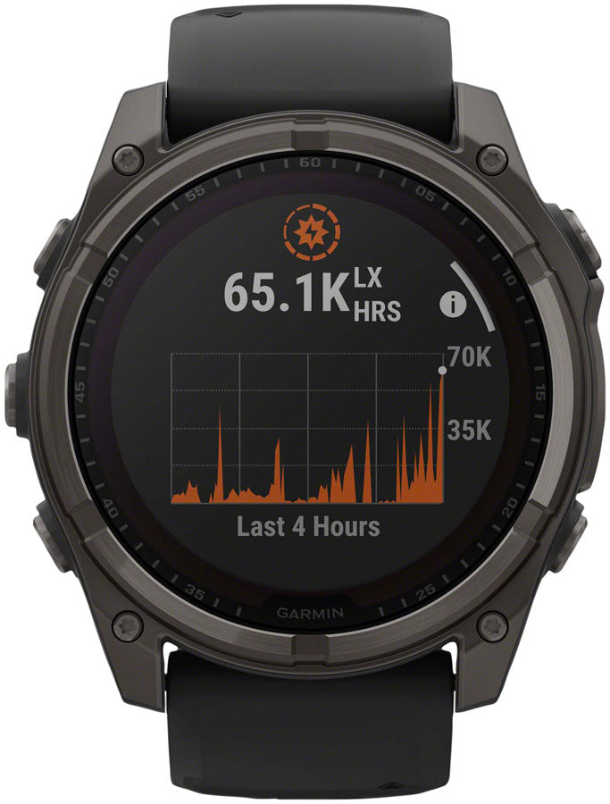 Garmin fenix 8 Smartwatch - 51mm Solar Sapphire Carbon Gray DLC Titanium BLK/Pebble Gray Silicone