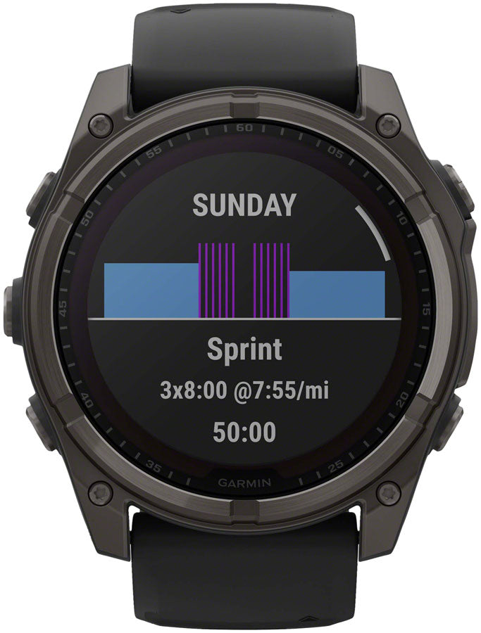 Garmin fenix 8 Smartwatch - 51mm Solar Sapphire Carbon Gray DLC Titanium BLK/Pebble Gray Silicone