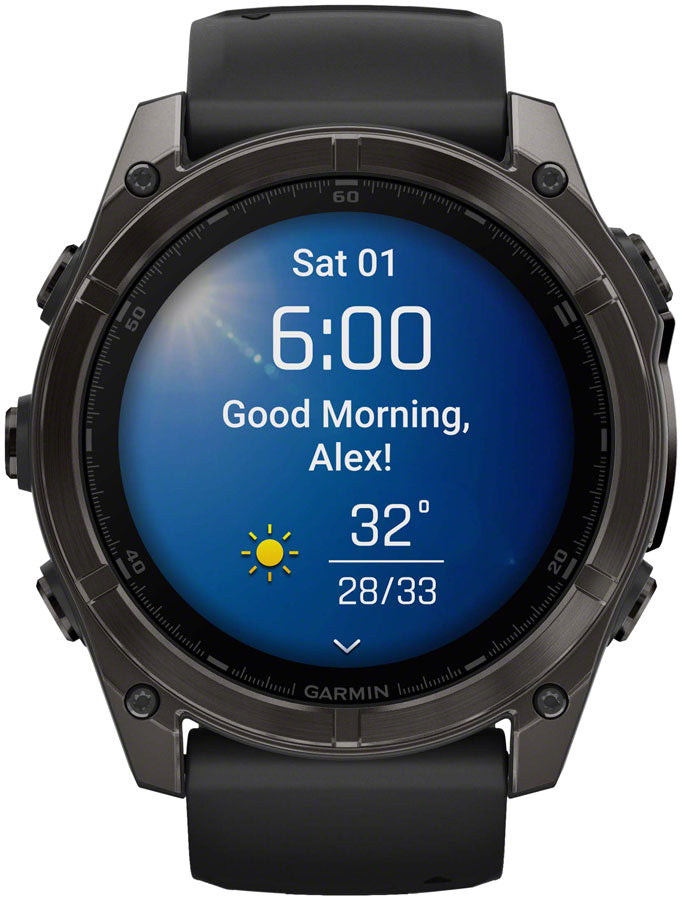 Garmin fenix 8 Smartwatch - 51mm AMOLED Sapphire Carbon Gray DLC Titanium BLK/Pebble Gray Silicone