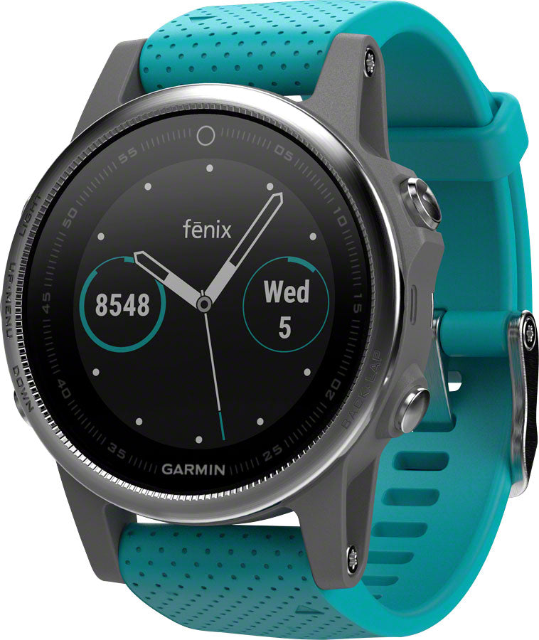 Garmin Fenix 5S Multisport GPS Watch: Silver/Turquoise