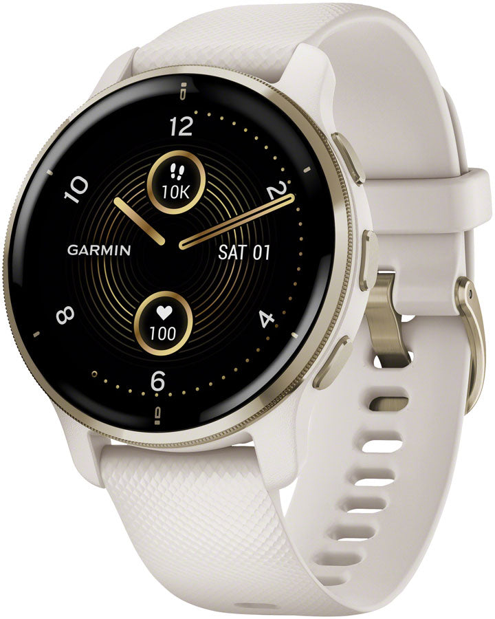 Garmin Venu 2 Plus GPS Smartwatch - 43mm Cream/Gold Bezel Ivory Case Silicone Band