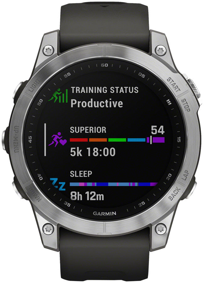 Garmin fēnix 7 GPS Smartwatch - 47mm Silver Case Graphite Band