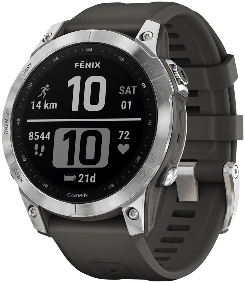 Garmin fēnix 7 GPS Smartwatch - 47mm Silver Case Graphite Band