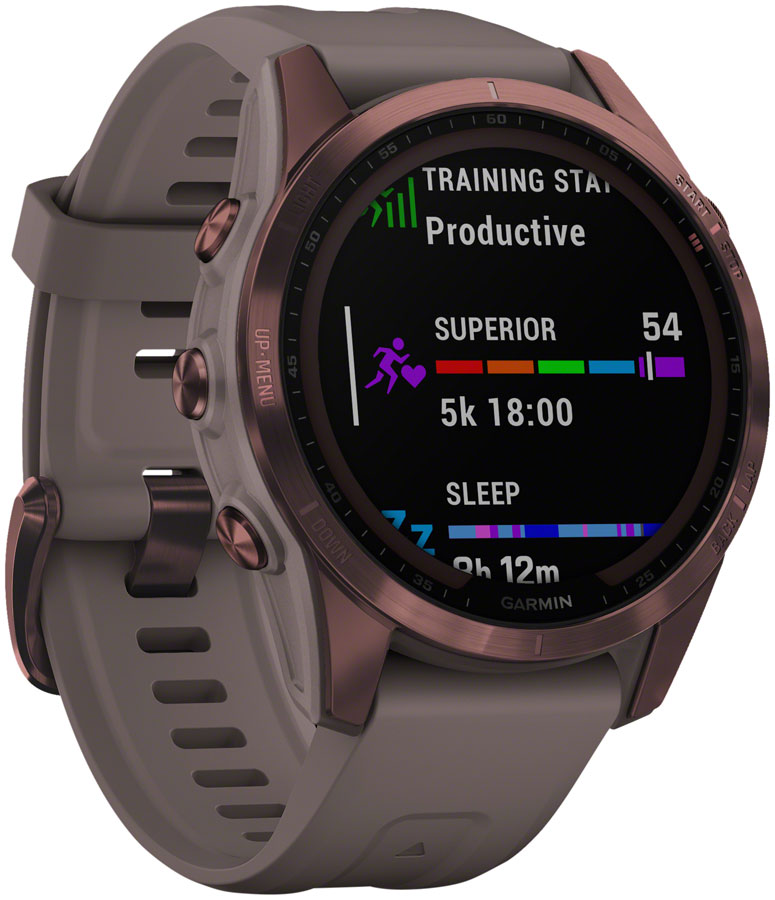 Garmin fēnix 7S Sapphire Solar GPS Smartwatch - 42mm Dark Bronze Titanium Case Shale Gray Band