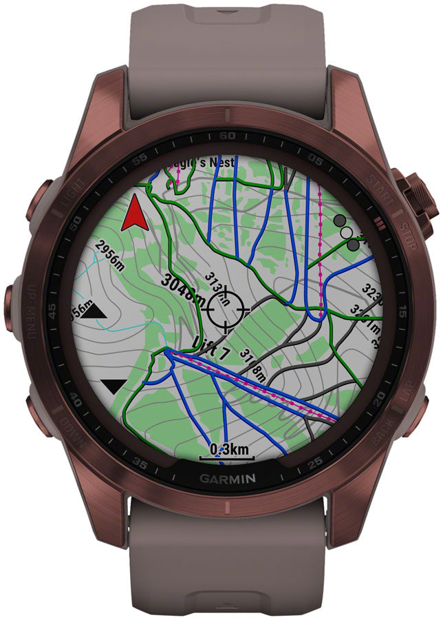 Garmin fēnix 7S Sapphire Solar GPS Smartwatch - 42mm Dark Bronze Titanium Case Shale Gray Band