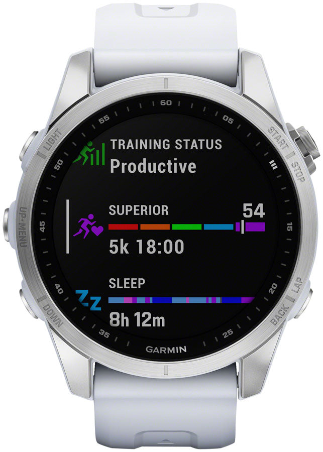 Garmin fēnix 7S GPS Smartwatch - 42mm Silver Case Whitestone Band