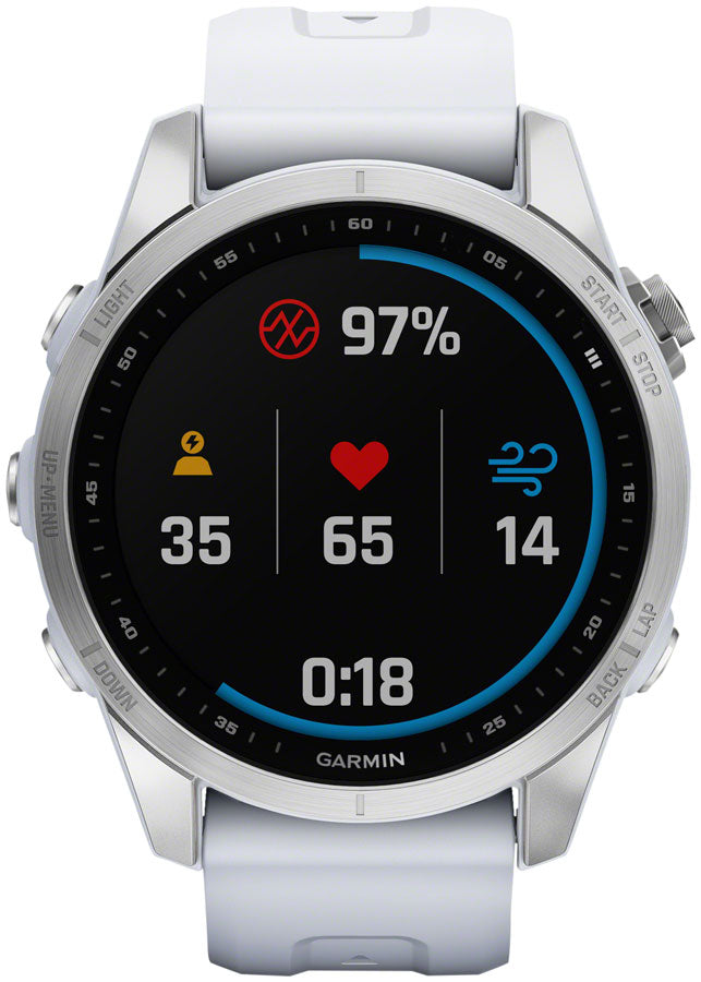 Garmin fēnix 7S GPS Smartwatch - 42mm Silver Case Whitestone Band