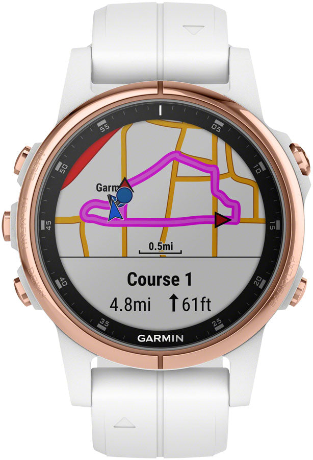 Garmin Fenix 5S Plus Sapphire GPS Watch: Rose Gold/White