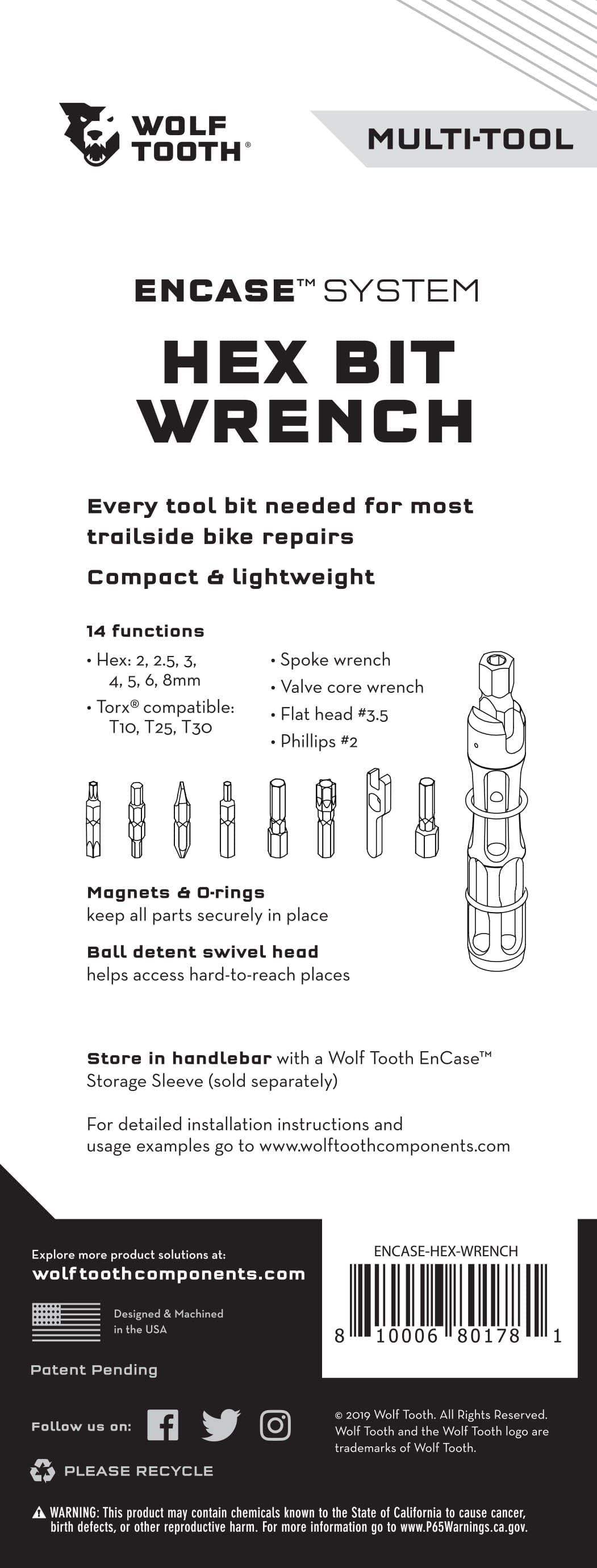 EnCase System Hex Bit Wrench Multi-Tool