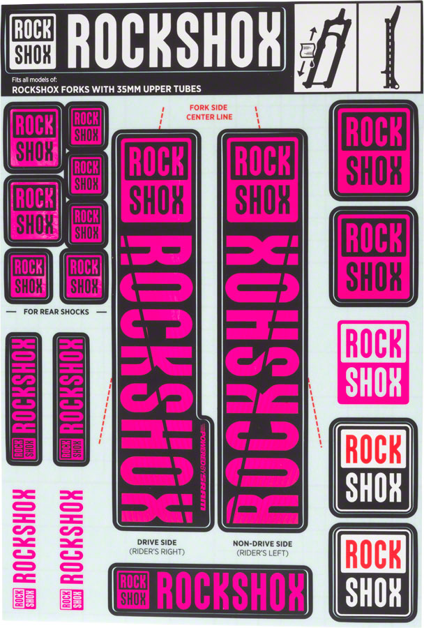 RockShox Fork Decal Kit - 35mm Magenta